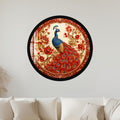 Crimson Blossom Peacock with black frame