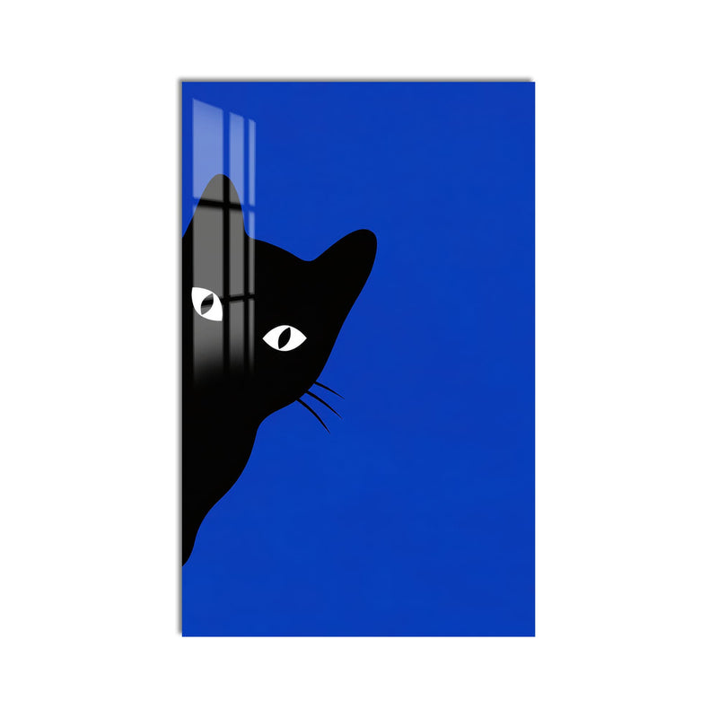 Artronauts Glass Print Curious Black Cat Glass Wall Art