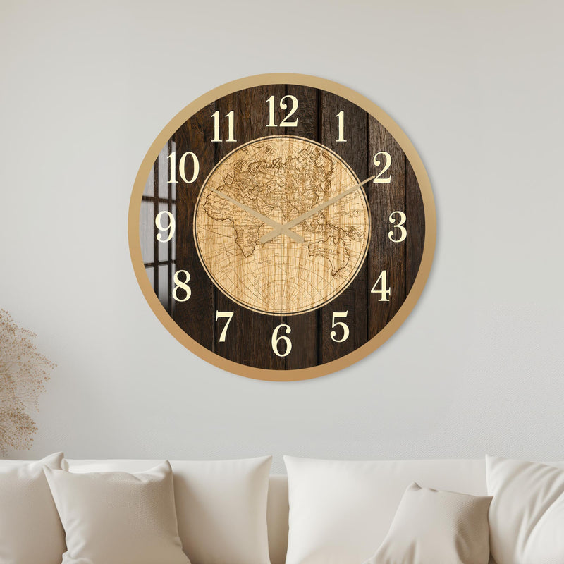 Vintage World Map with gold frame
