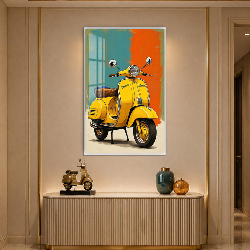 Yellow Vintage Scooter with white frame