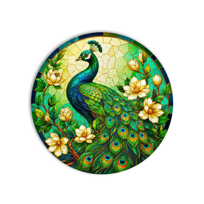 Stained Glass Peacock product shot on white background