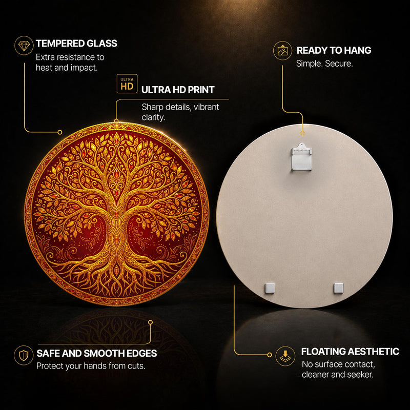 Crimson Tree Of Life with walnut frame