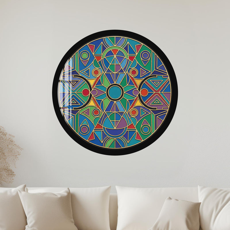 Enamel Geometric Kaleidoscope with black frame