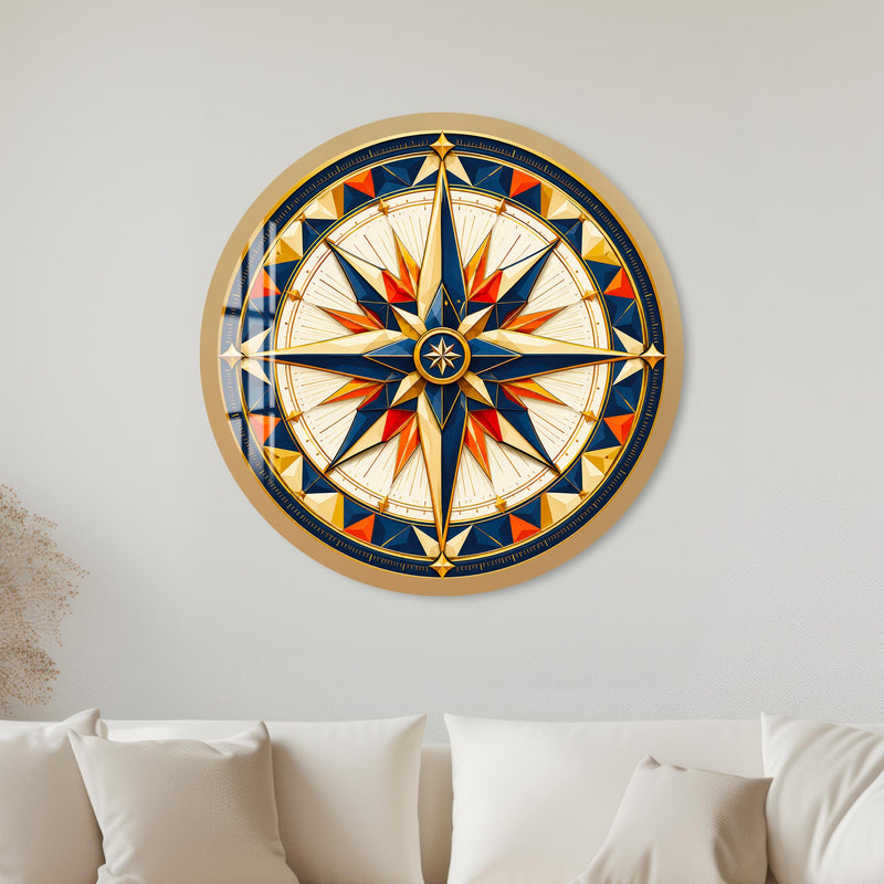 Jeweled Compass Rose with gold frame