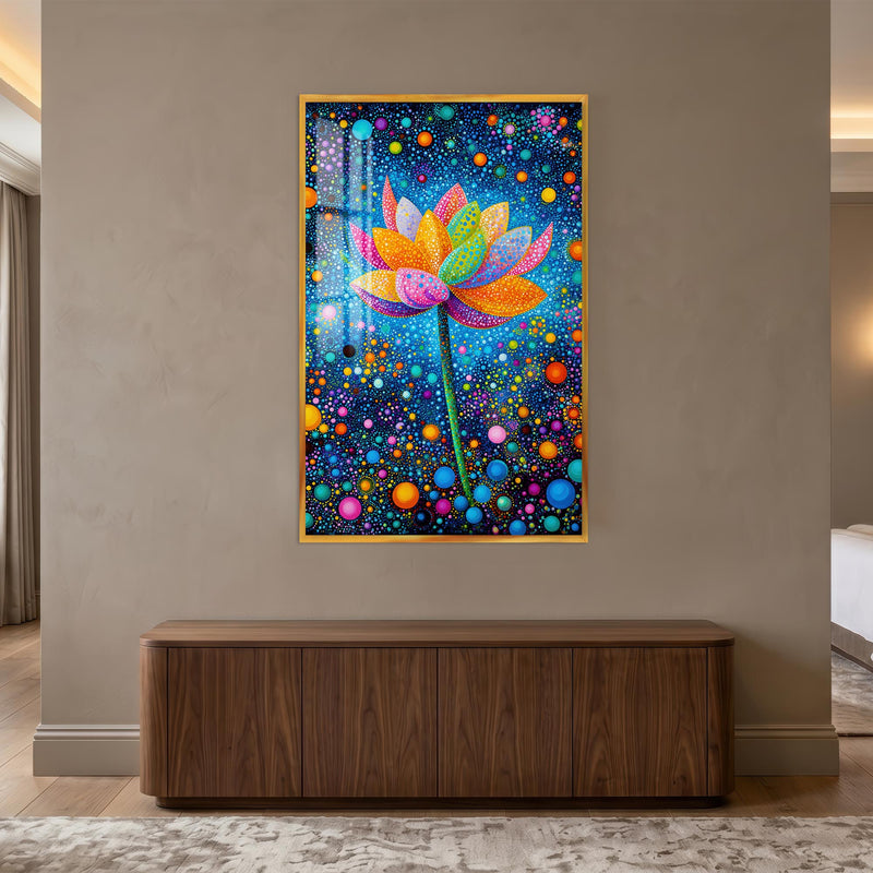 Cosmic Lotus Bloom with gold frame