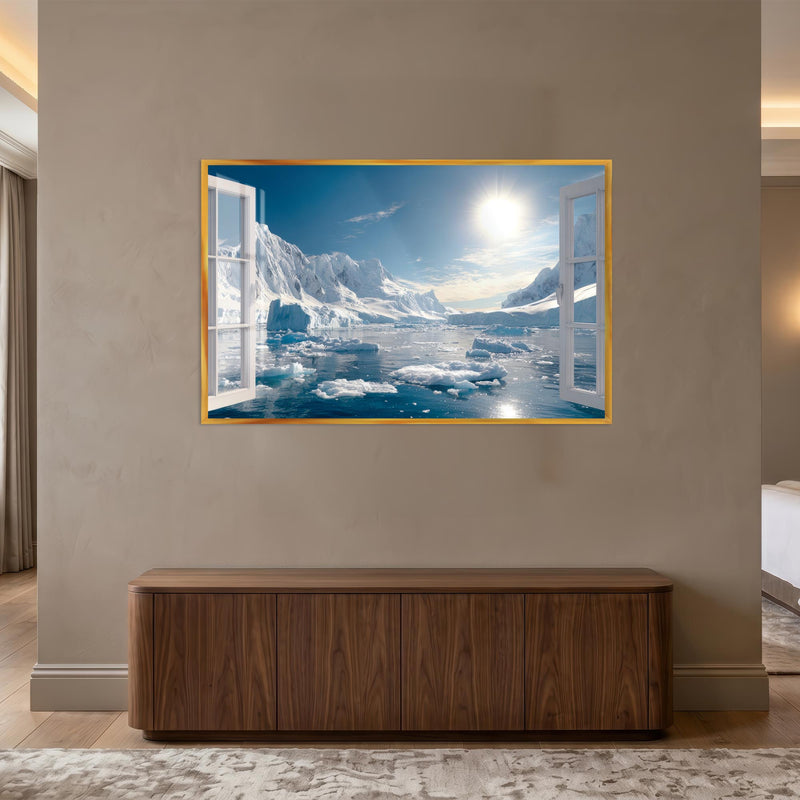 Arctic Window Vista with gold frame