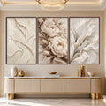 Ivory Floral with walnut frame