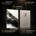 Golden Marble II — tempered glass, ultra HD print, ready to hang