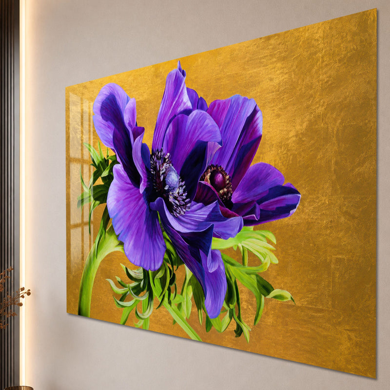 Artronauts Glass Print Purple Anemone Blooms Glass Wall Art