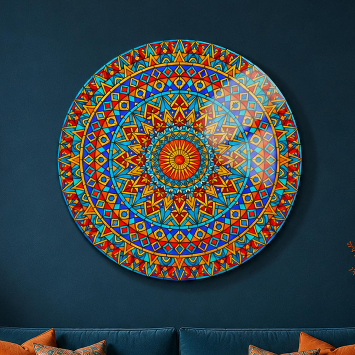 Festival Mandala — tempered glass, ultra HD print, ready to hang