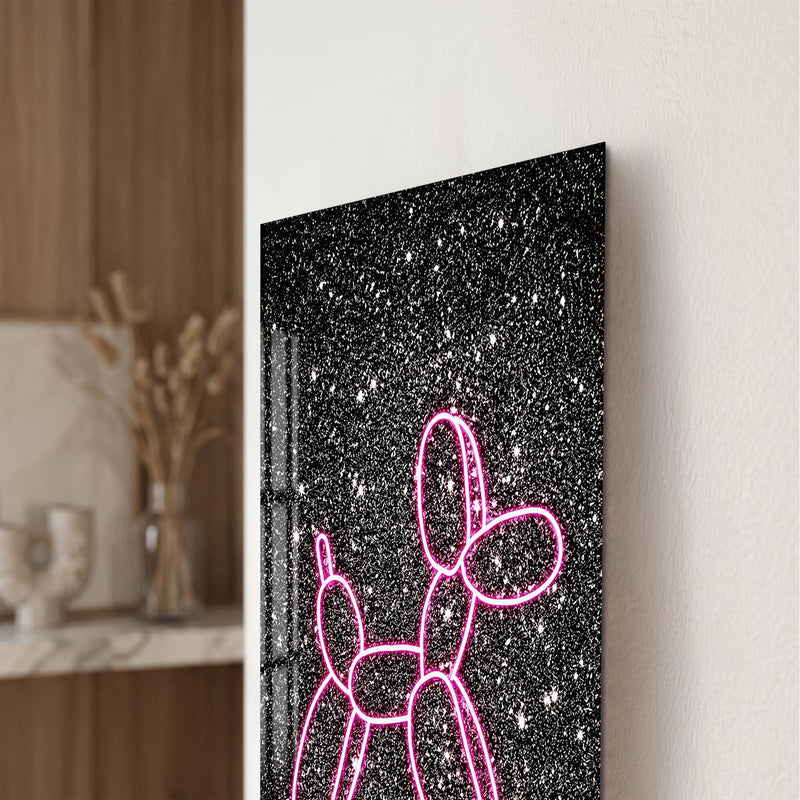 Artronauts Glass Print Neon Balloon Dog Glass Wall Art