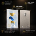 Blue And Gold Rhythm — tempered glass, ultra HD print, ready to hang