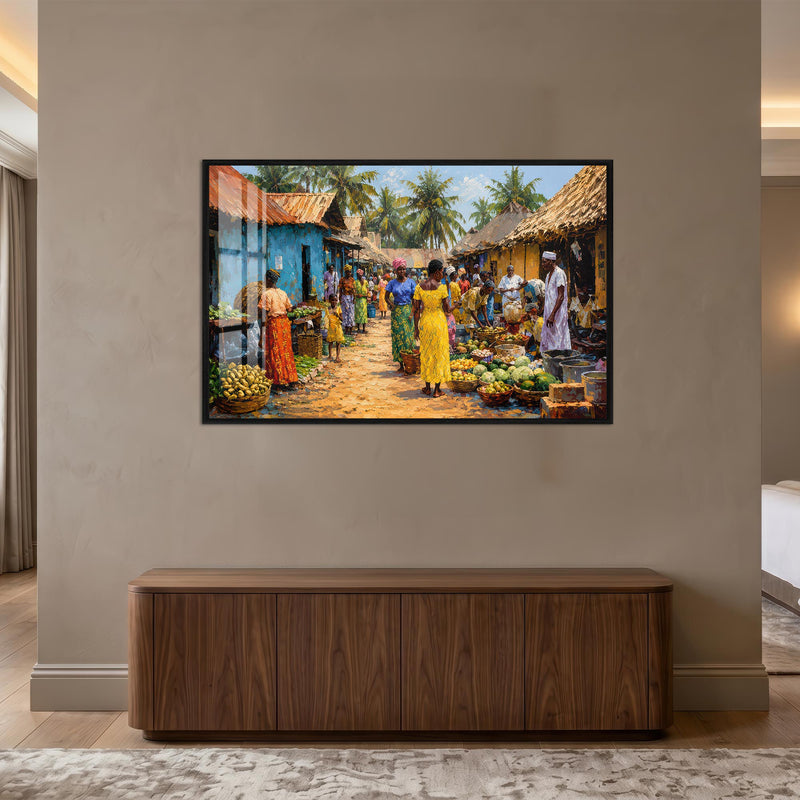 Village Market Day with black frame