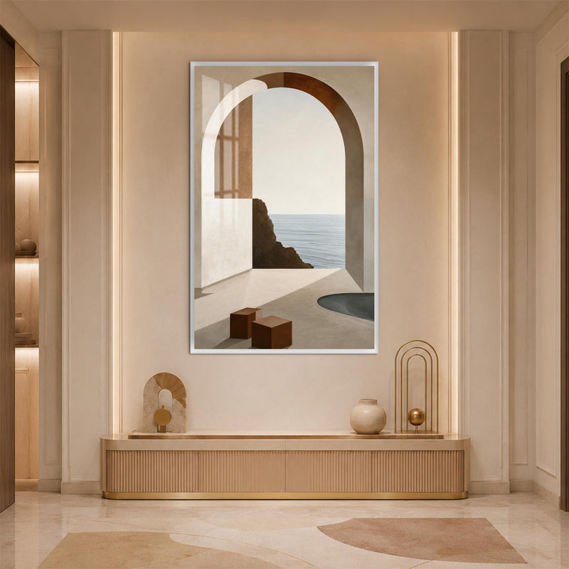 Coastal Arch Retreat with white frame