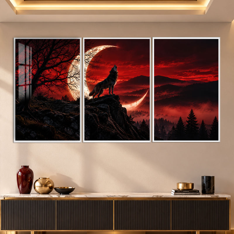 Crimson Moon Wolf with white frame