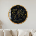 Celestial World Map with gold frame