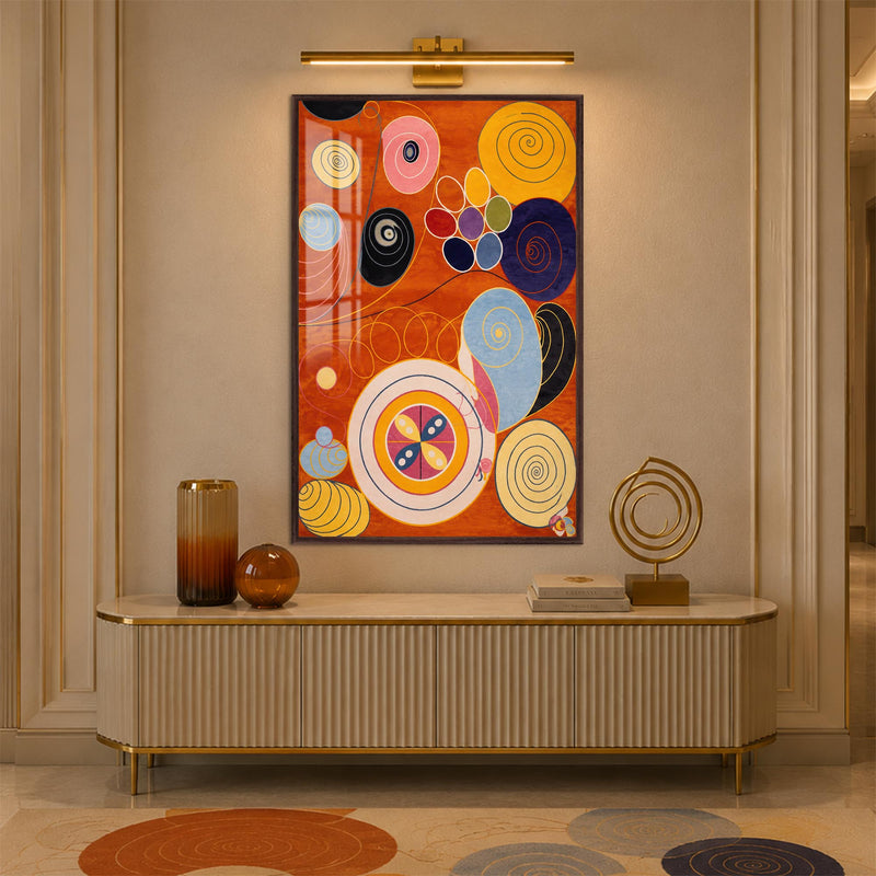Spirals In Motion with walnut frame