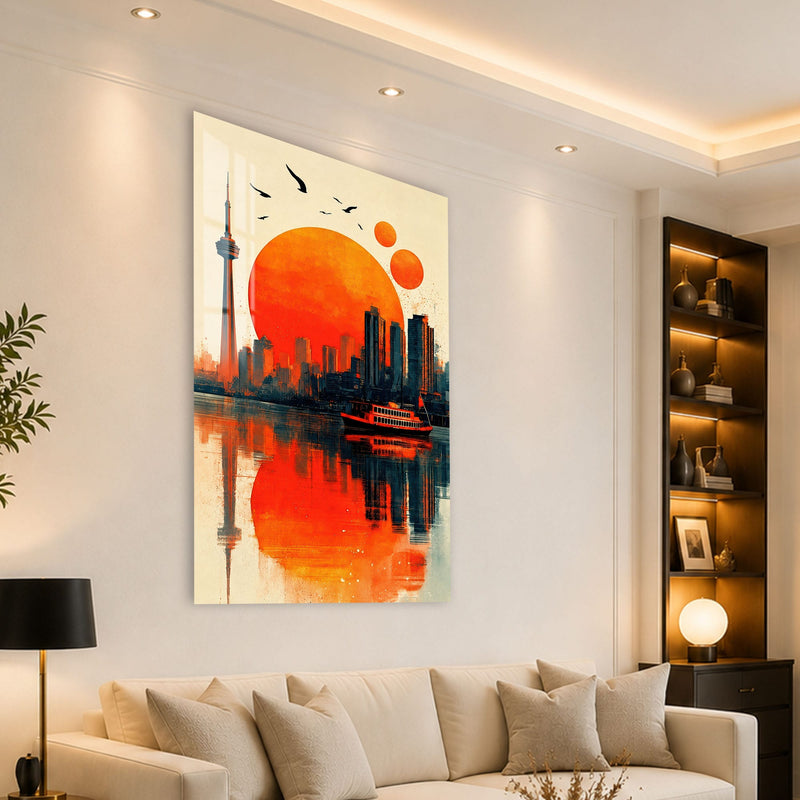 Artronauts Glass Print Toronto Sunset Glass Wall Art