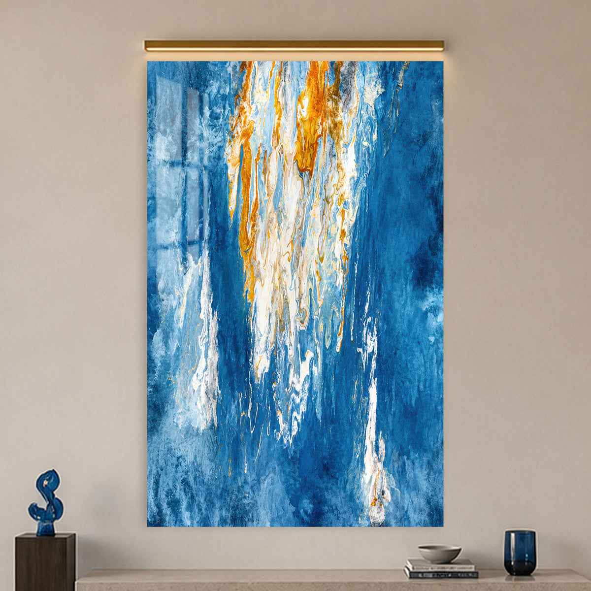 Gilded Blue Cascade in a modern room