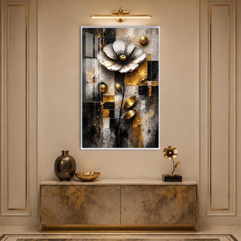Golden Geometric Flower with white frame