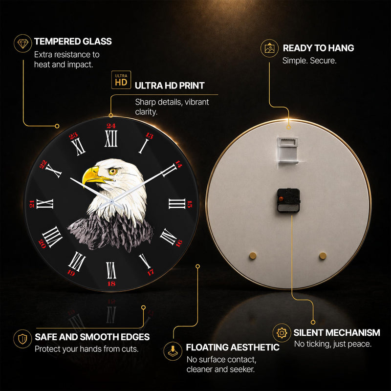 Regal Eagle — tempered glass, ultra HD print, ready to hang