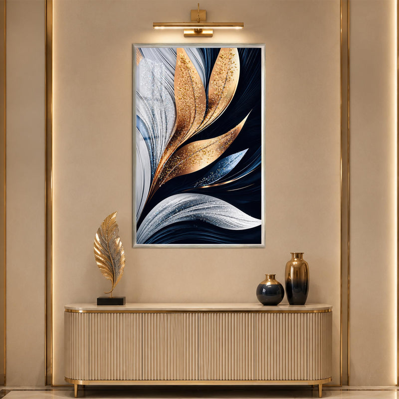 Midnight Metallic Petals with silver frame