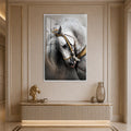 Jeweled White Horse with white frame
