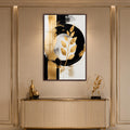Artronauts Glass Print 12x18 cm | 4.7"x7.1" / Walnut Golden Leaf Eclipse Glass Wall Art