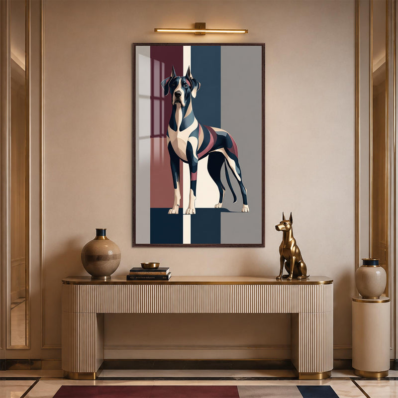 Modern Great Dane with walnut frame