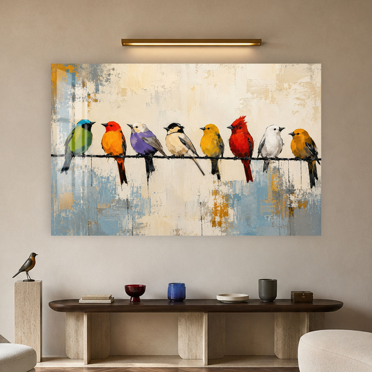 Birds on a Wire in a modern room
