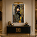 Golden Feline Muse with silver frame