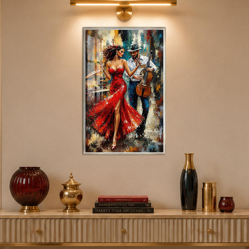 Red Dress Serenade with silver frame