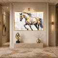 Artronauts Glass Print 18x12 cm | 7.1"x4.7" / Gold Low-Poly Gold Stallion Glass Wall Art
