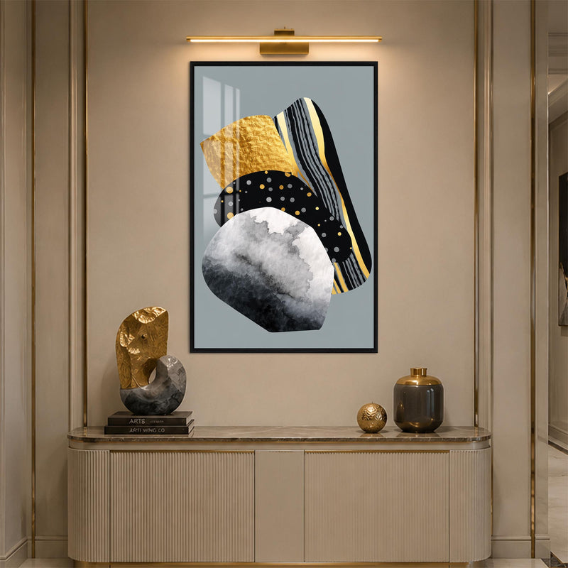 Golden Geometric Stones with black frame