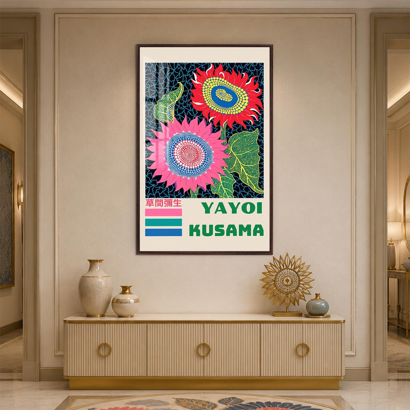 Kusama Sunflower Garden with walnut frame