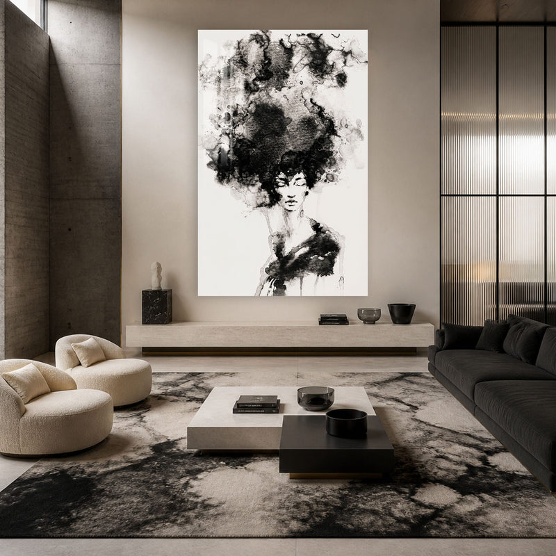 Artronauts Glass Print Ink Cloud Woman Glass Wall Art