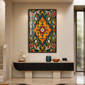 Artronauts Glass Print 12x18 cm | 4.7"x7.1" / Walnut Emerald Floral Medallion Glass Wall Art