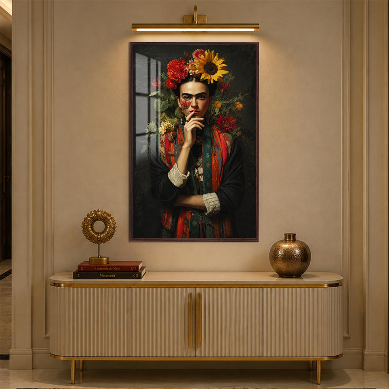 Floral Icon Portrait with walnut frame
