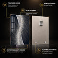 Silver Light Cascade — tempered glass, ultra HD print, ready to hang