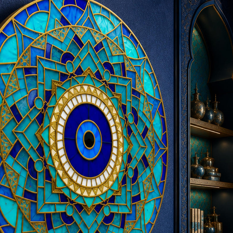 Blue Gold Evil Eye Star Mandala lifestyle view