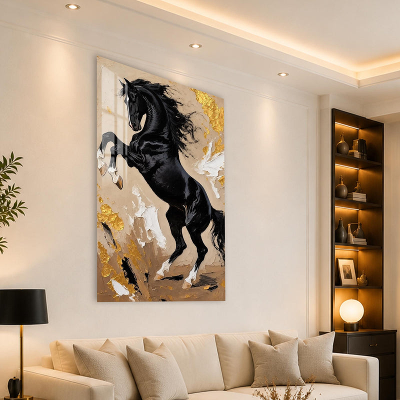 Rearing Black Stallion angled lifestyle view