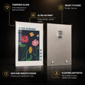 Dotted Garden Blooms — tempered glass, ultra HD print, ready to hang