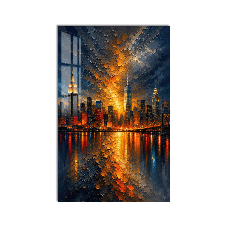 Artronauts Glass Print Manhattan Afterglow Glass Wall Art