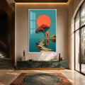 Artronauts Glass Print 12x18 cm | 4.7"x7.1" / White Portal at Sunset Glass Wall Art
