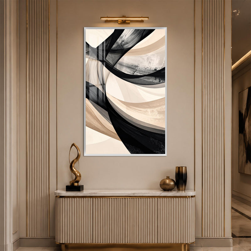 Monochrome Flowing Ribbons with white frame