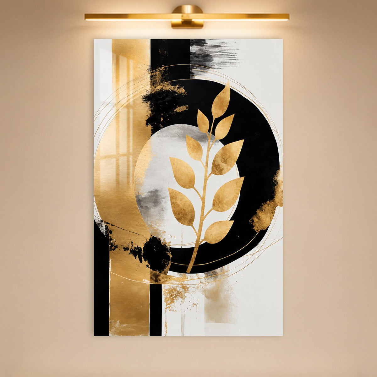 Artronauts Glass Print Golden Leaf Eclipse Glass Wall Art