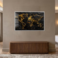 Golden World Map with white frame
