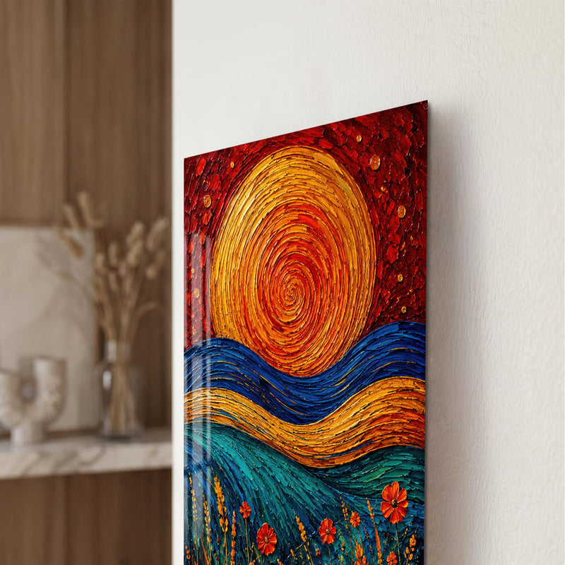 Artronauts Glass Print Spiral Sun Meadow Glass Wall Art