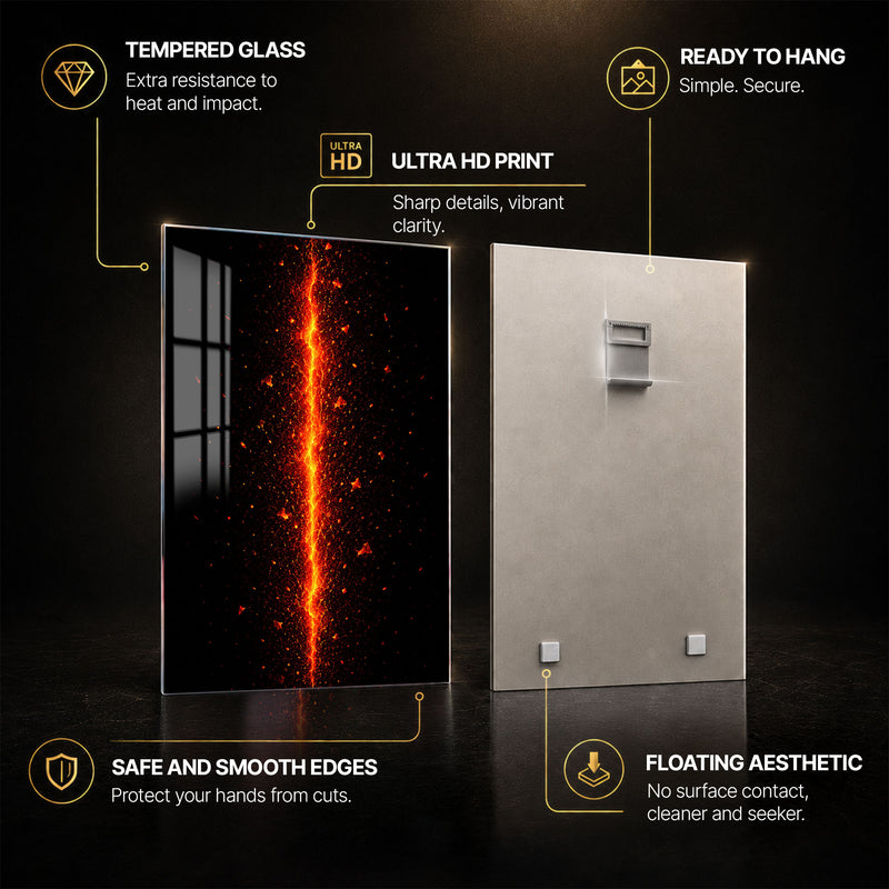 Molten Rift — tempered glass, ultra HD print, ready to hang