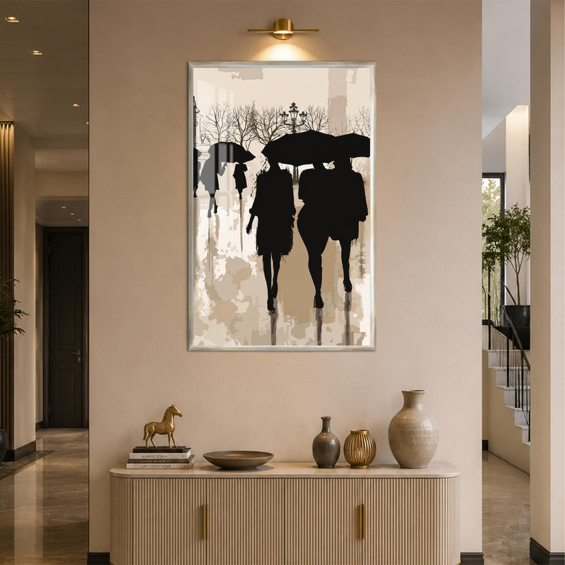 Rainy City Stroll with silver frame